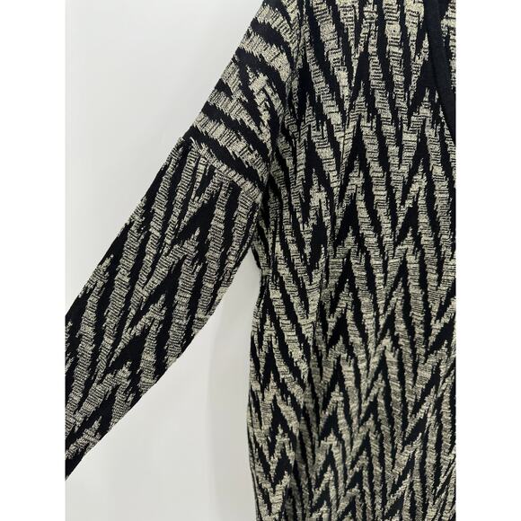 Callahan Black Gold Chevron Print Knit V Neck Sweater Dress Viscose Size Medium - Picture 5 of 8